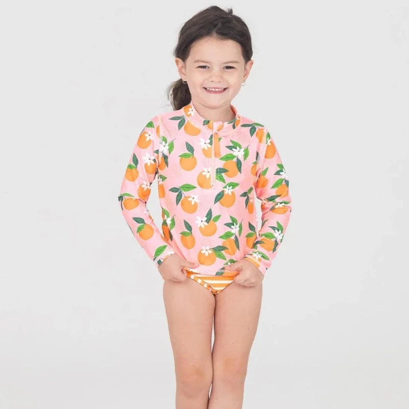 Orange You the Sweetest L//S Zipper Rash Guard Bikini