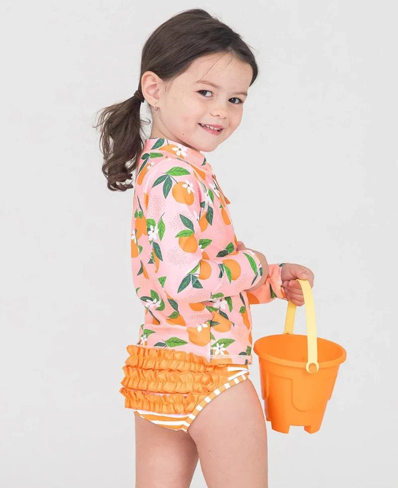 Orange You the Sweetest L//S Zipper Rash Guard Bikini