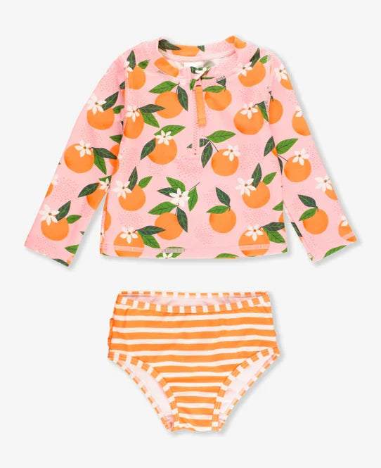Orange You the Sweetest L//S Zipper Rash Guard Bikini