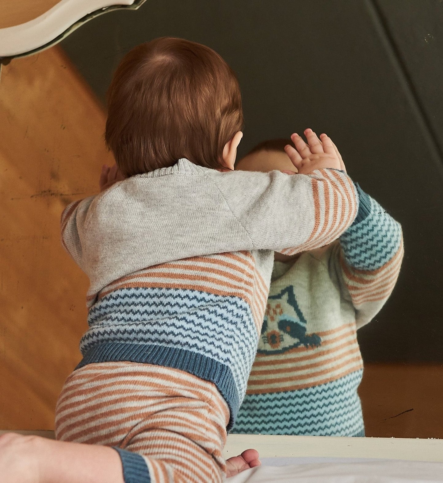 Baby Jacquard Knit Pant Set - Oatmeal/Raccoon