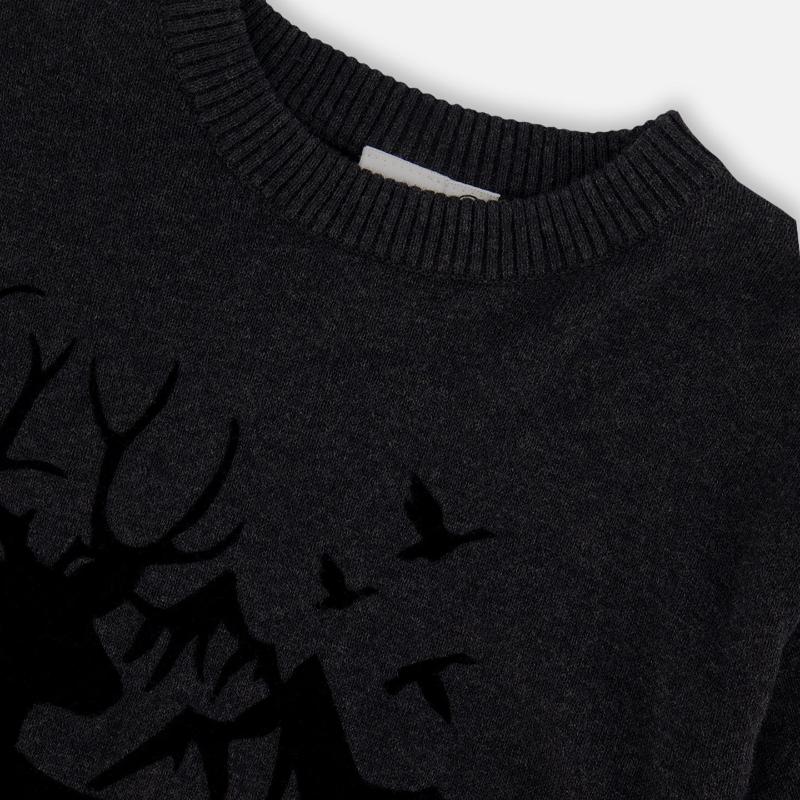 Boys Deer Print Sweater - Anthracite