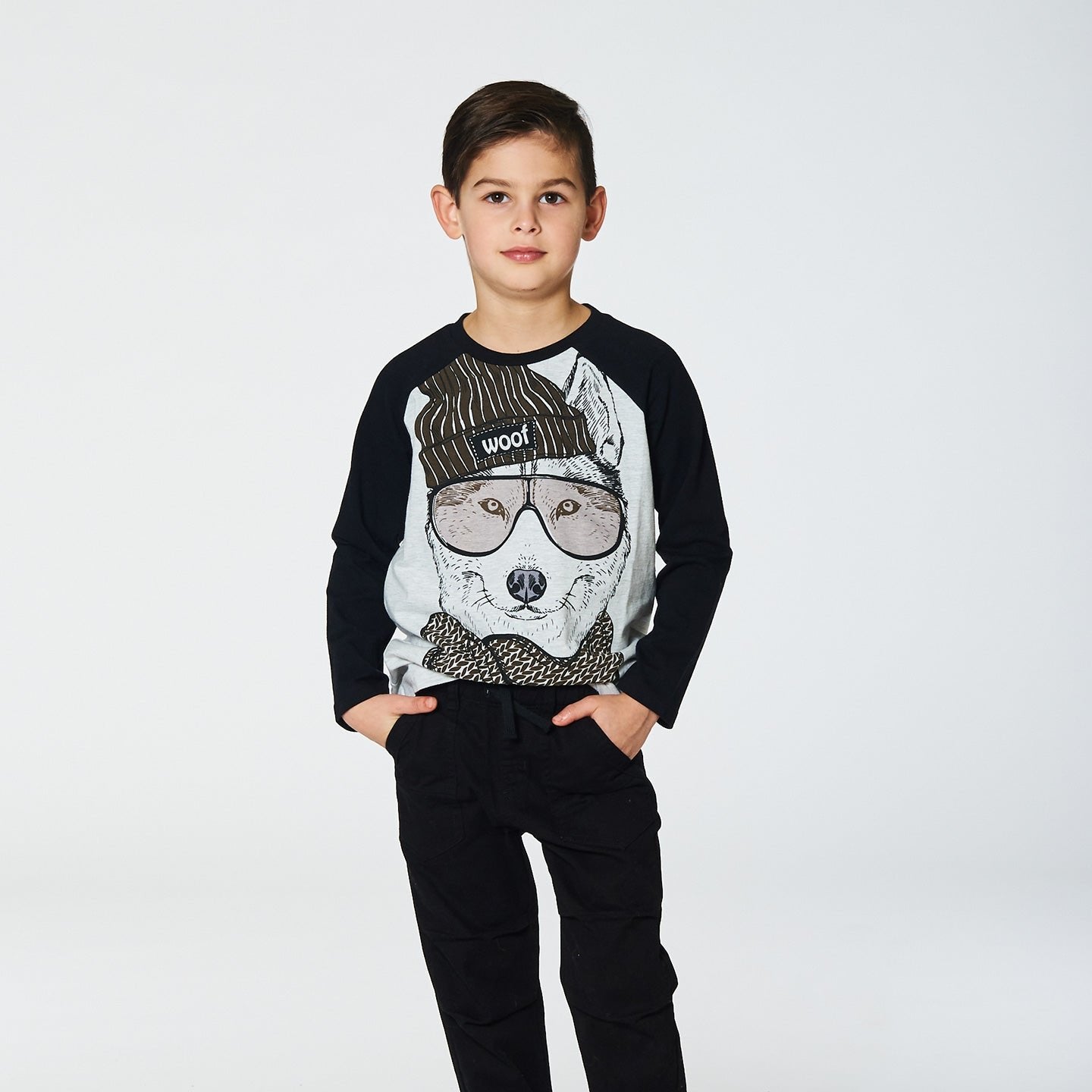 Boys Raglan L/S Tee -Grey Mix