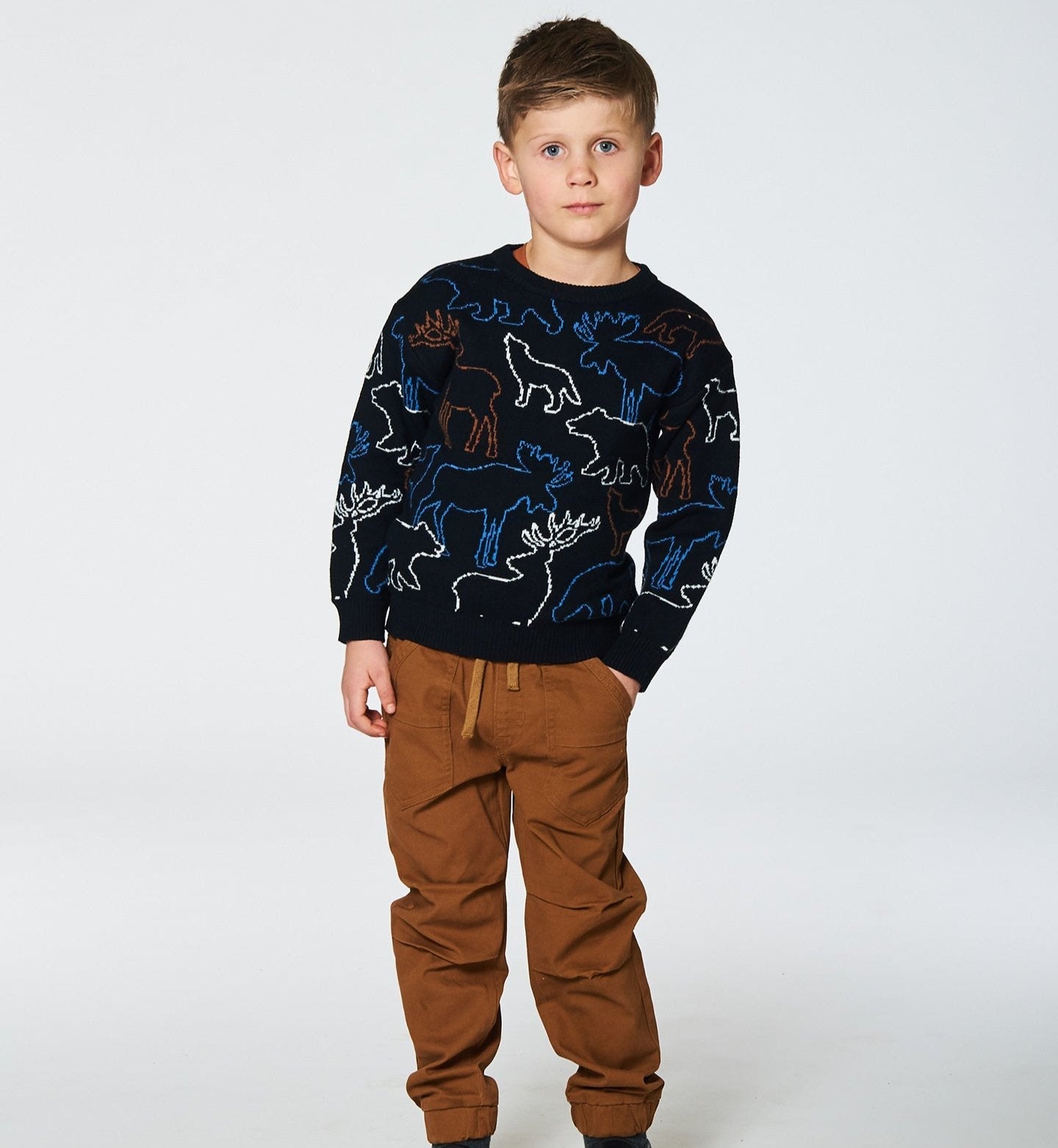 Boys All Over Animal Print Sweater - Anthracite