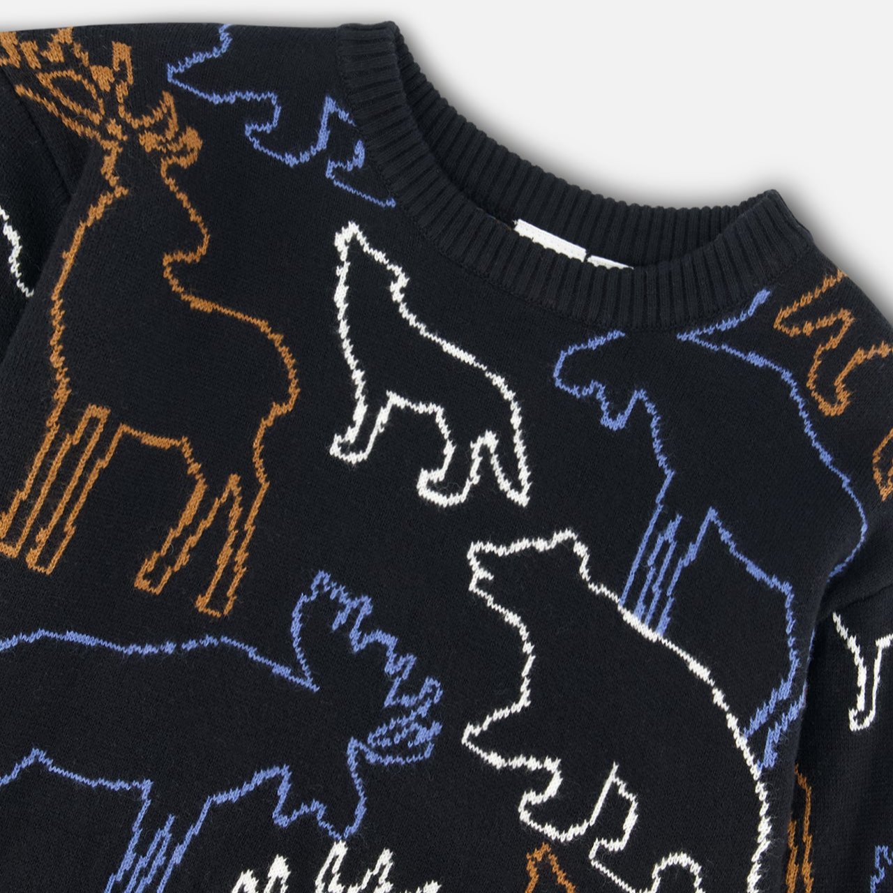 Boys All Over Animal Print Sweater - Anthracite