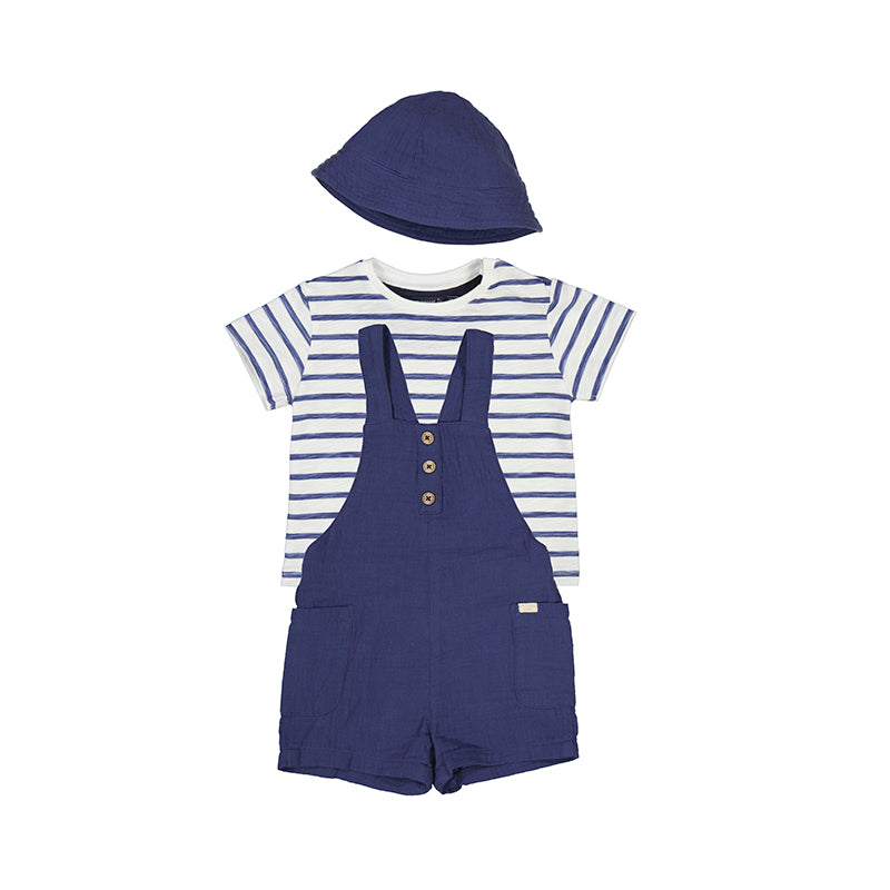 Baby Boy Short Overall Shirt Set - Navy
