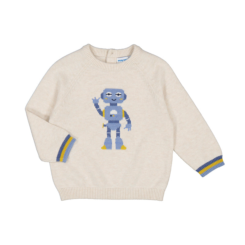 Baby Boy Sweater - Cream/Little Droids