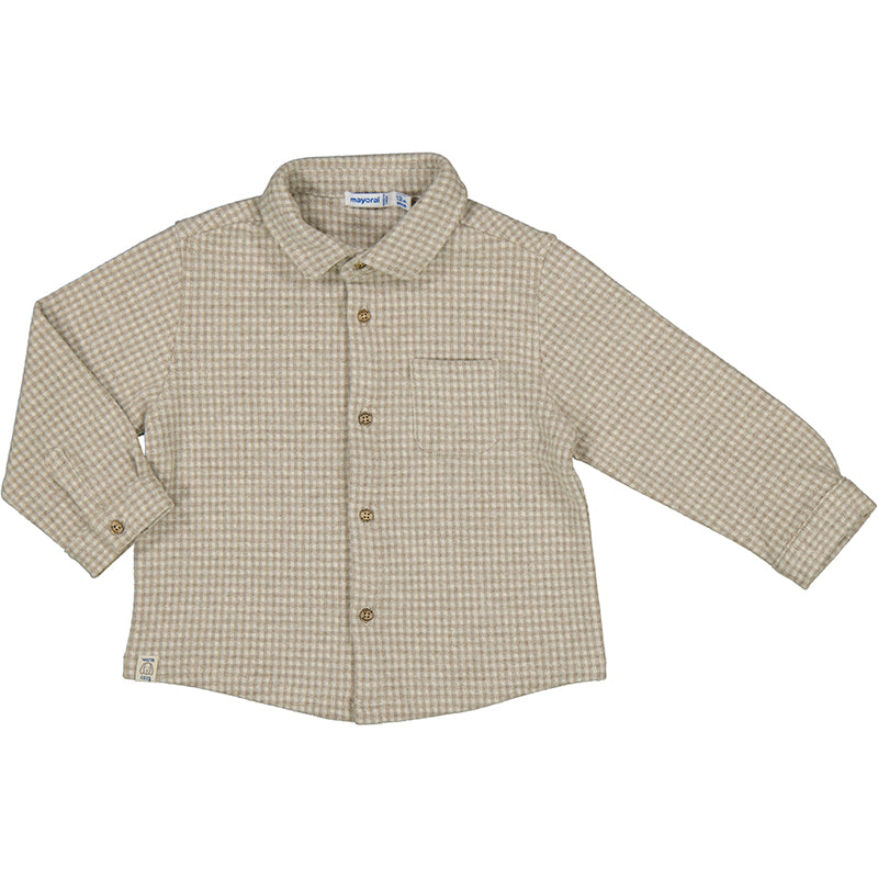 Baby Boy L/S Jacquard Shirt - Latte