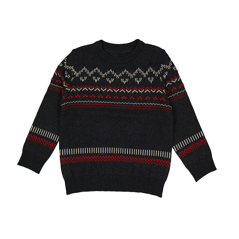 Boys Sweater - Charcoal/Red