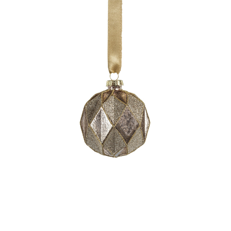 Harlequin Glass Ornament- Gold Blush