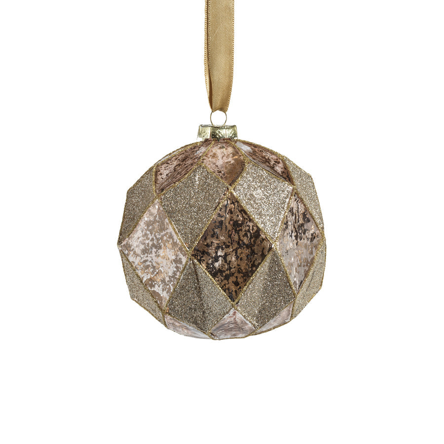 Harlequin Glass Ornament- Gold Blush