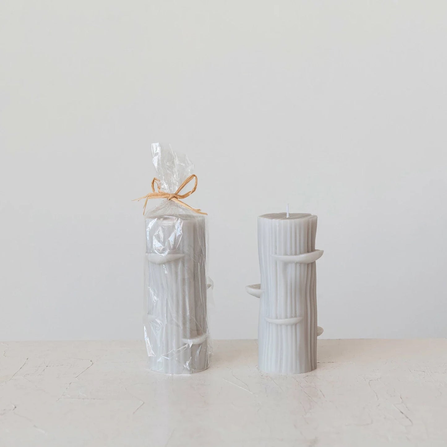 Unscented Log Shaped Candle w/ Mushrooms