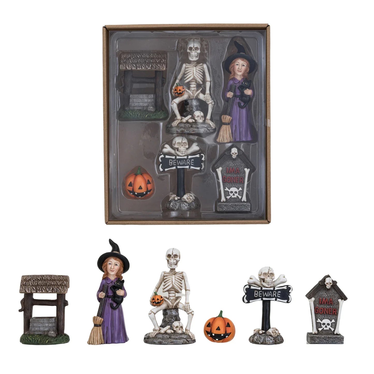 Resin Halloween Figures- Set of 6