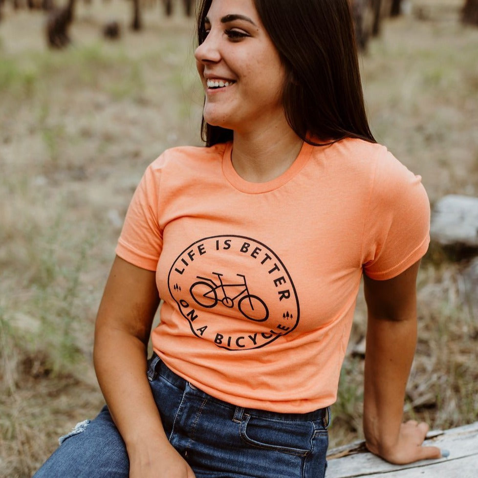 Life is Better on a Bicycle Unisex Tee - Orange - Discontinued - The Montana Scene
