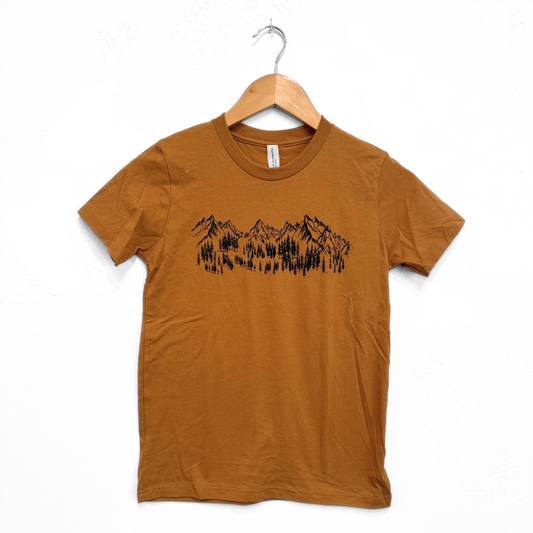 Mountain Sketch Kids Tee - Toast