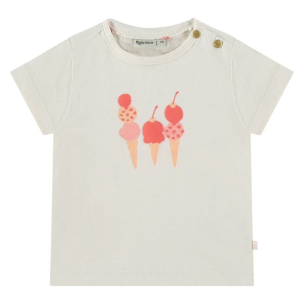 Baby Girls S/S T-Shirt - Ivory w/Ice Cream Cones