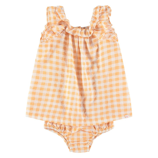 Baby Girl Dress + Bloomer - Cantaloupe