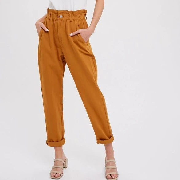 High Waisted Paper Bag Pants