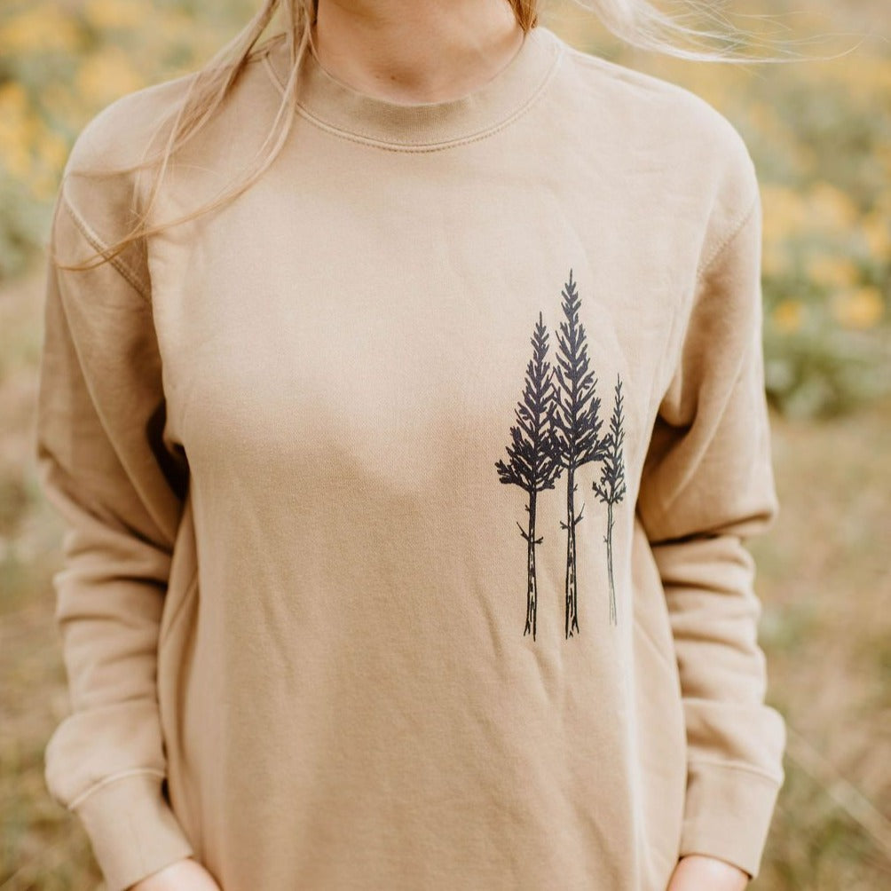 Rustic Three Tree Unisex Pullover - Sandstone - The Montana Scene