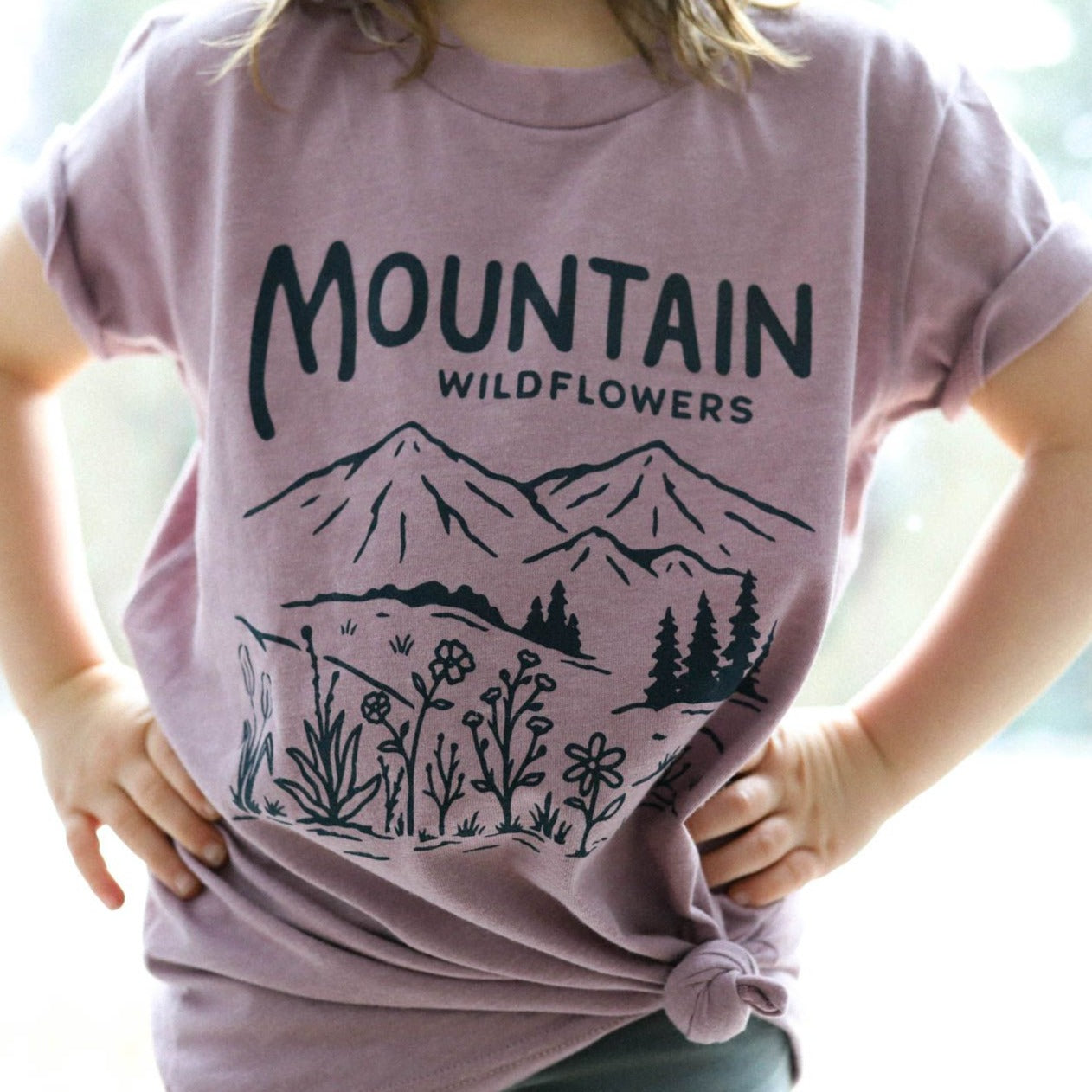 Mountain Wildflowers Kids Tee - Heather Orchid - The Montana Scene