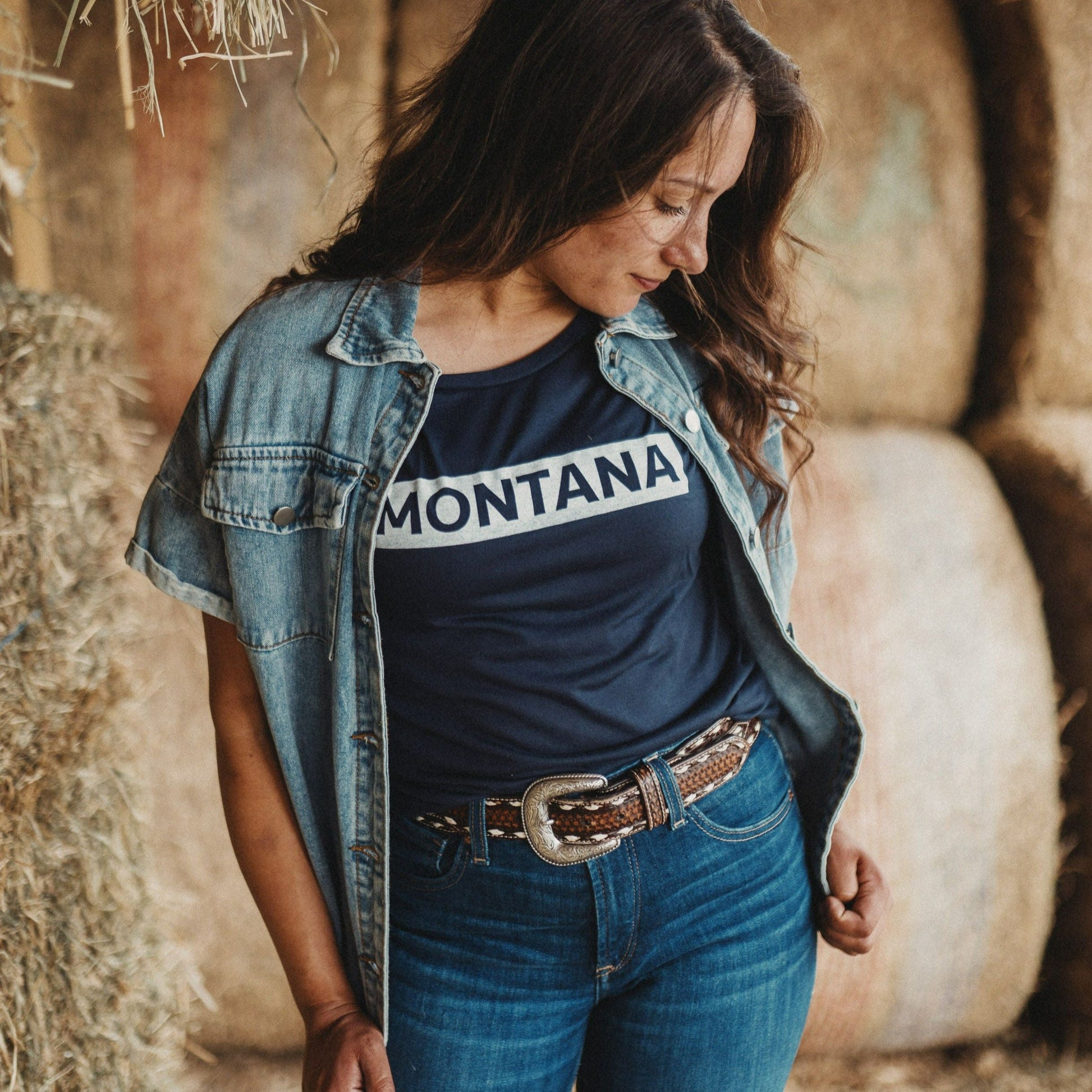 Montana Bar Ladies Muscle Tank - Navy - The Montana Scene