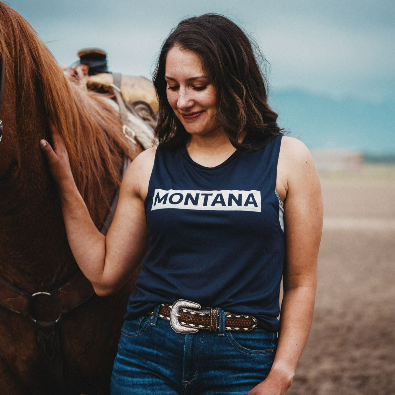 Montana Bar Ladies Muscle Tank - Navy 