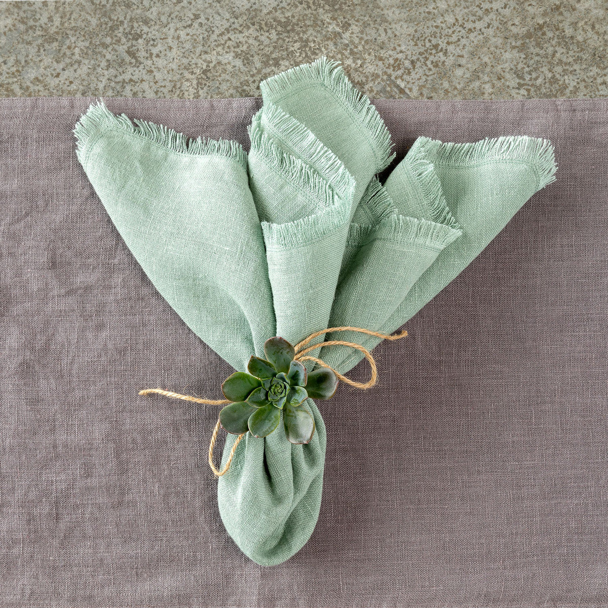 Linen Fringe Napkin- Sage Green