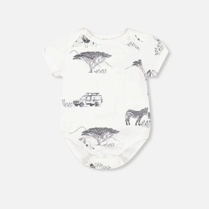 Organic Cotton Onsie and Shortall Set  - Sand Stripe