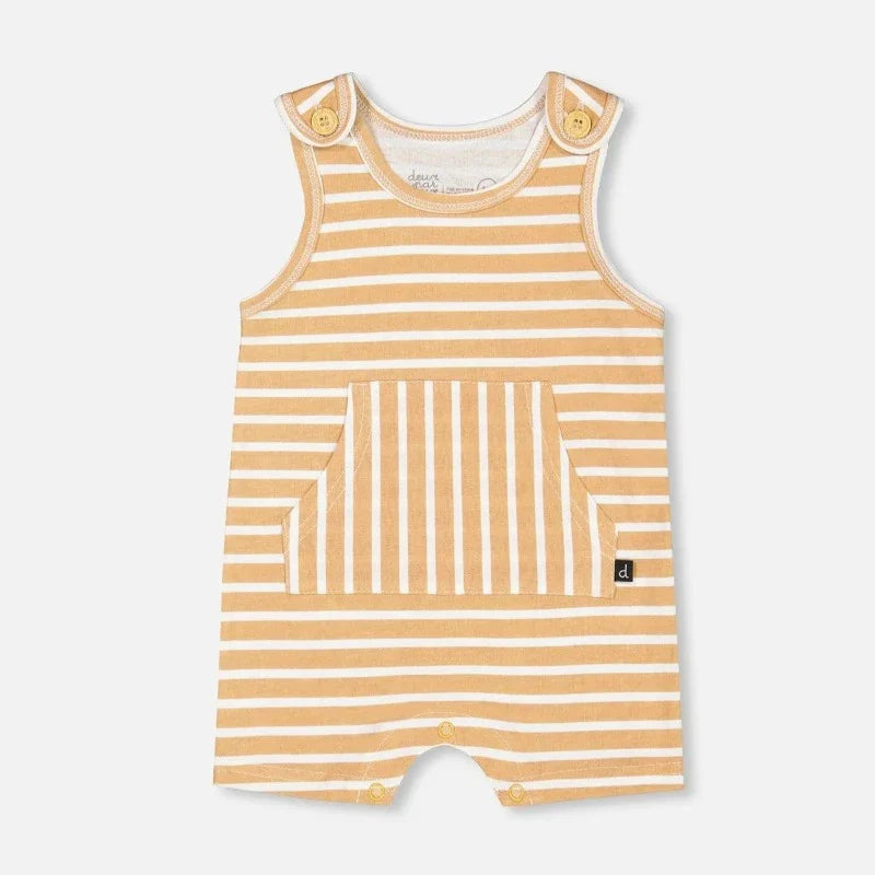 Organic Cotton Onsie and Shortall Set  - Sand Stripe