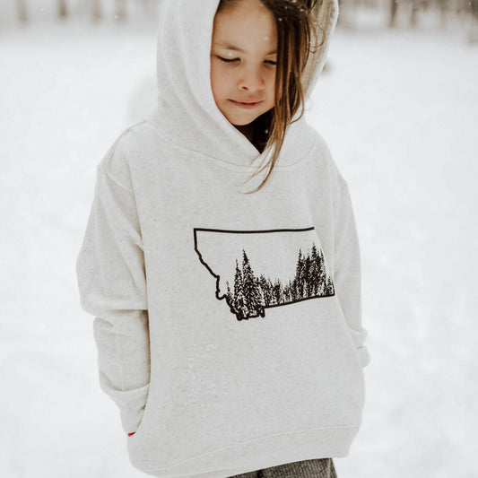 Montana Tree Line Toddler Hoodie - Natural Heather - The Montana Scene