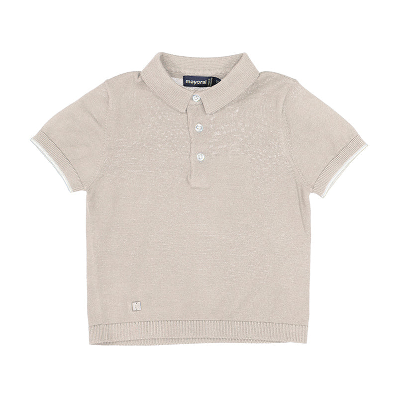 Baby Boy Short Sleeve Sweater - Natural