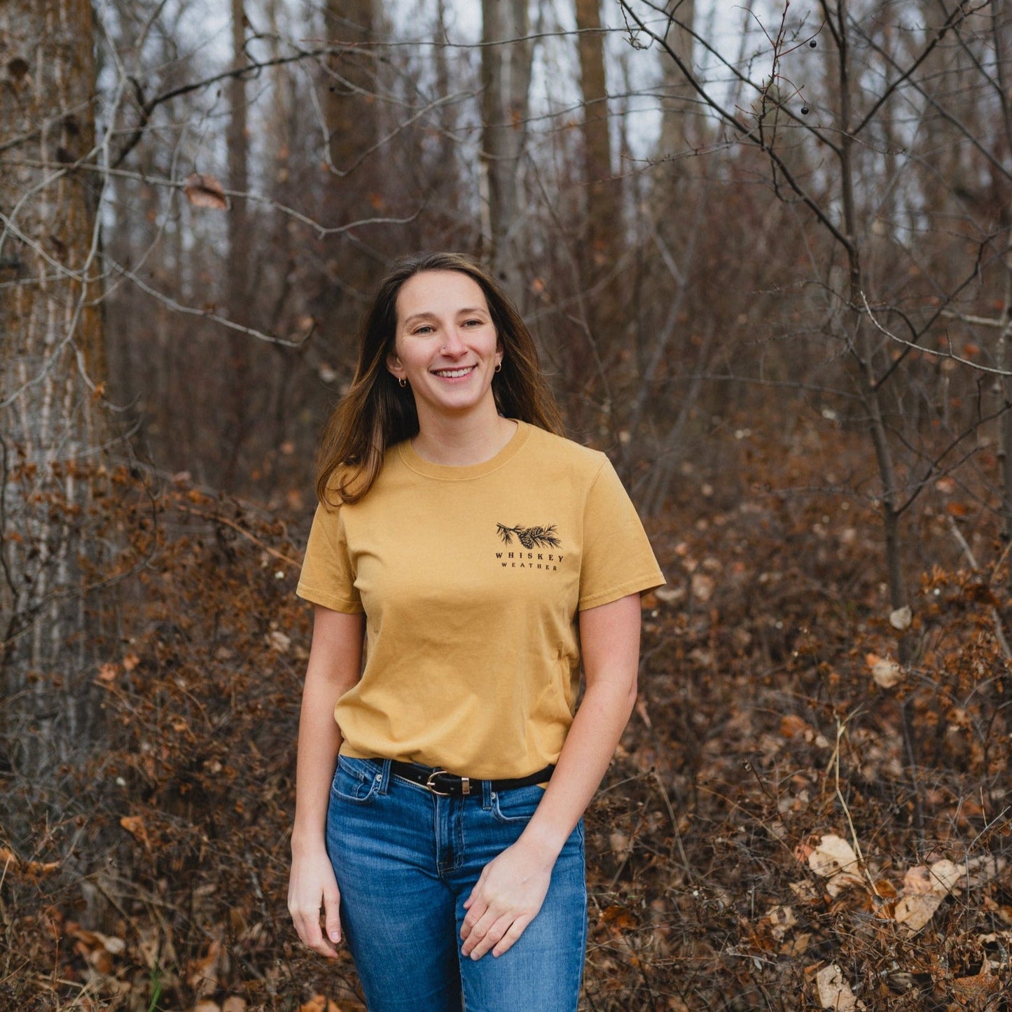 Whiskey Weather Ladies Tee - Faded Mustard - The Montana Scene