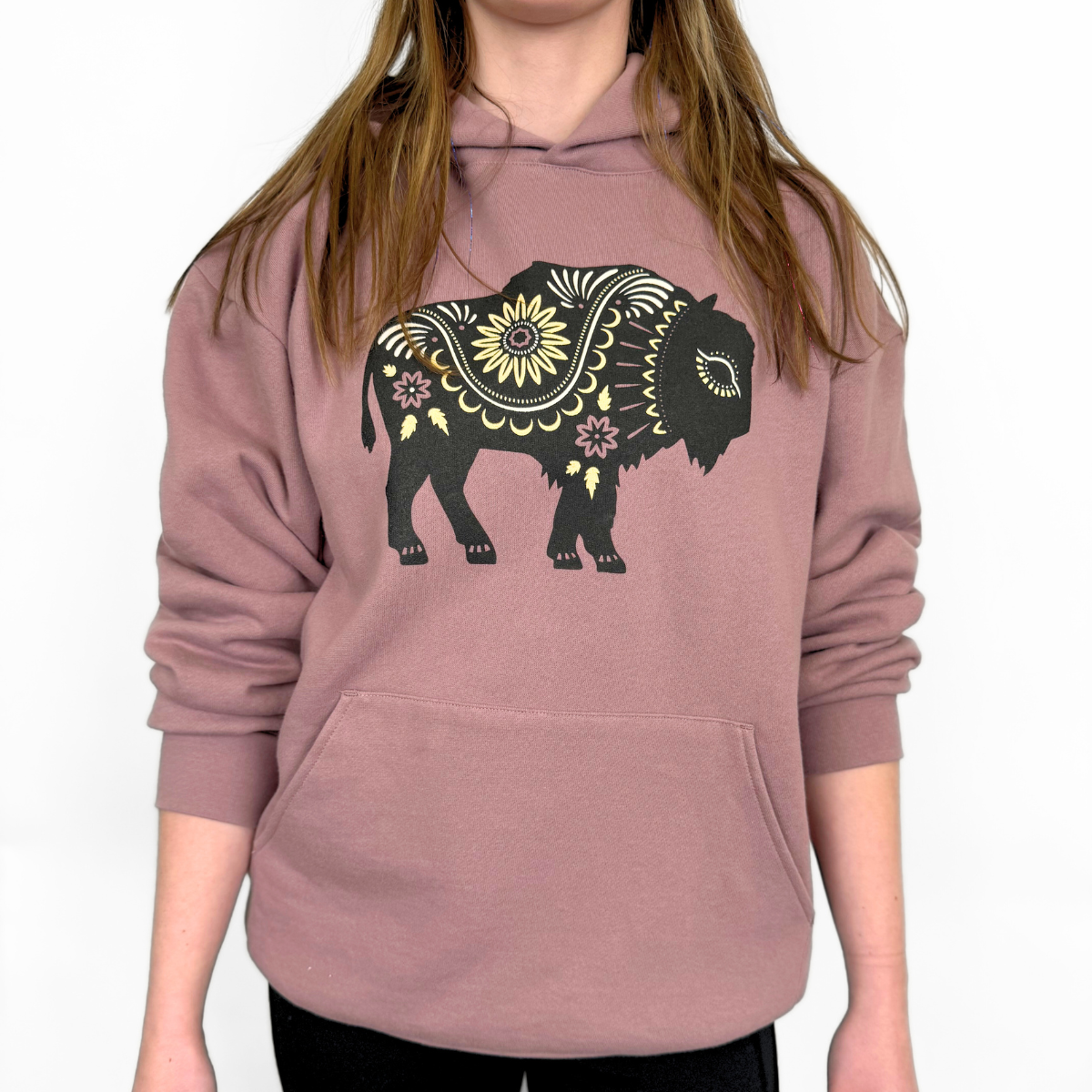 Floral Bison Unisex Hoodie - Orchid - The Montana Scene