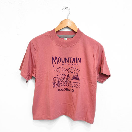 Mountain Wildflowers Colorado Ladies Boxy Tee - Mauve