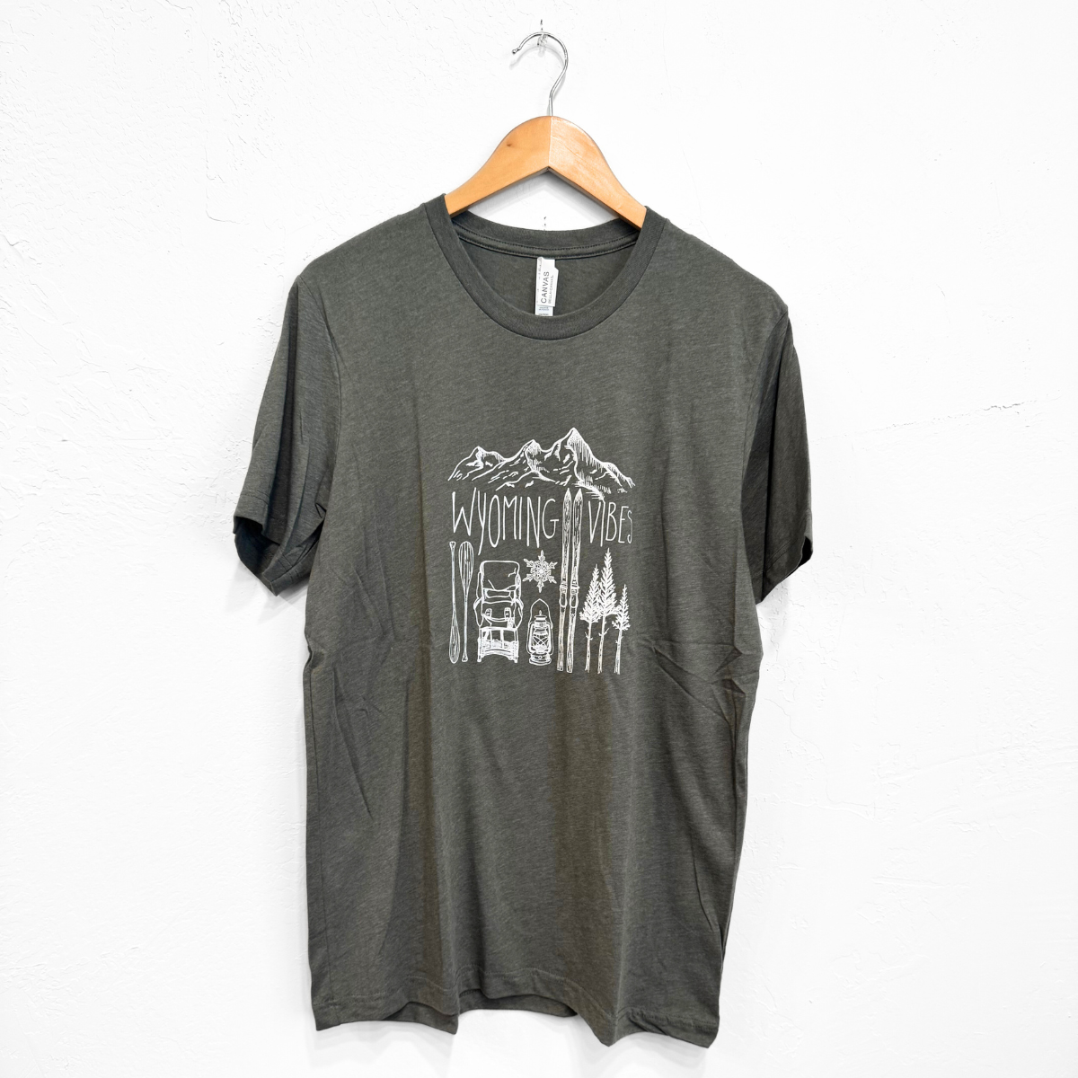 Wyoming Vibes Unisex Tee - Military Green/Heather Clay