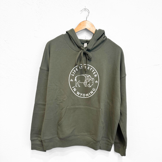 Life is Better in Wyoming Unisex Hoodie - Olive