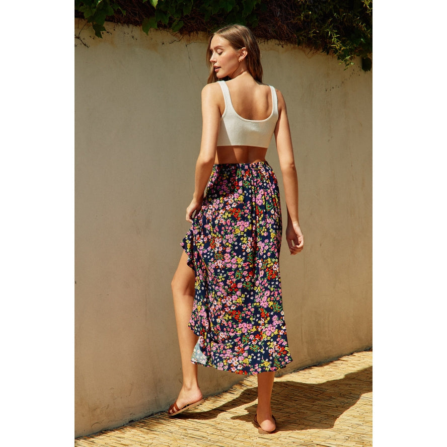 Full Bloom High Low Ruffled Hem Skirt