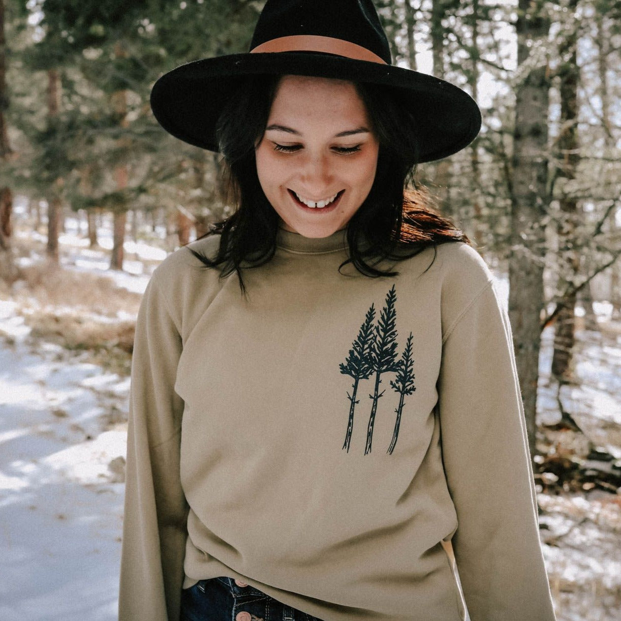 Rustic Three Tree Unisex Pullover - Sandstone - The Montana Scene