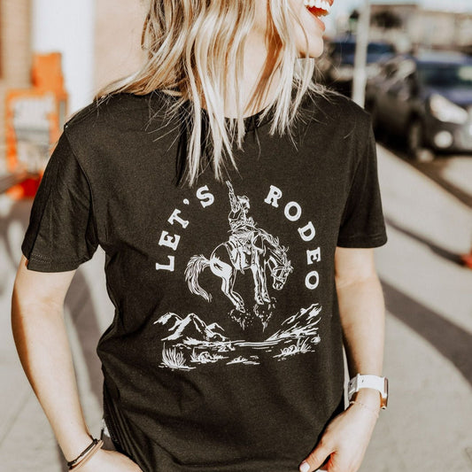 Let's Rodeo Unisex Tee - Black - The Montana Scene