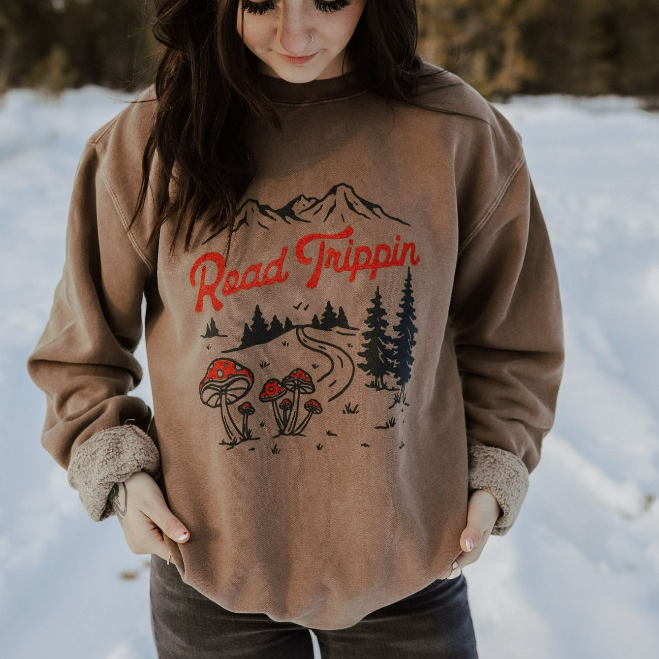 Road Trippin' Unisex Pullover - Pigment Clay - The Montana Scene