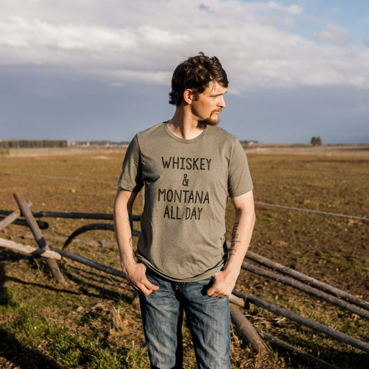 Whiskey & Montana All Day Unisex Tee - Military Green - The Montana Scene