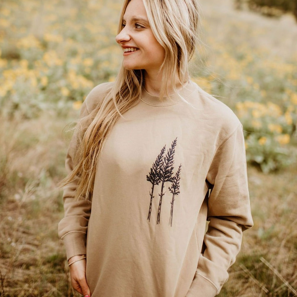 Rustic Three Tree Unisex Pullover - Sandstone - The Montana Scene