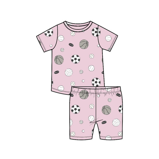 Short Lounge Wear Set - Sports Ball/Pink