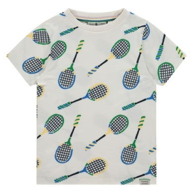 Boys S/S T-Shirt - Cloud W/Blue Rackets