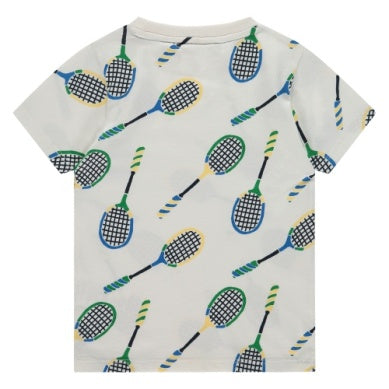 Boys S/S T-Shirt - Cloud W/Blue Rackets