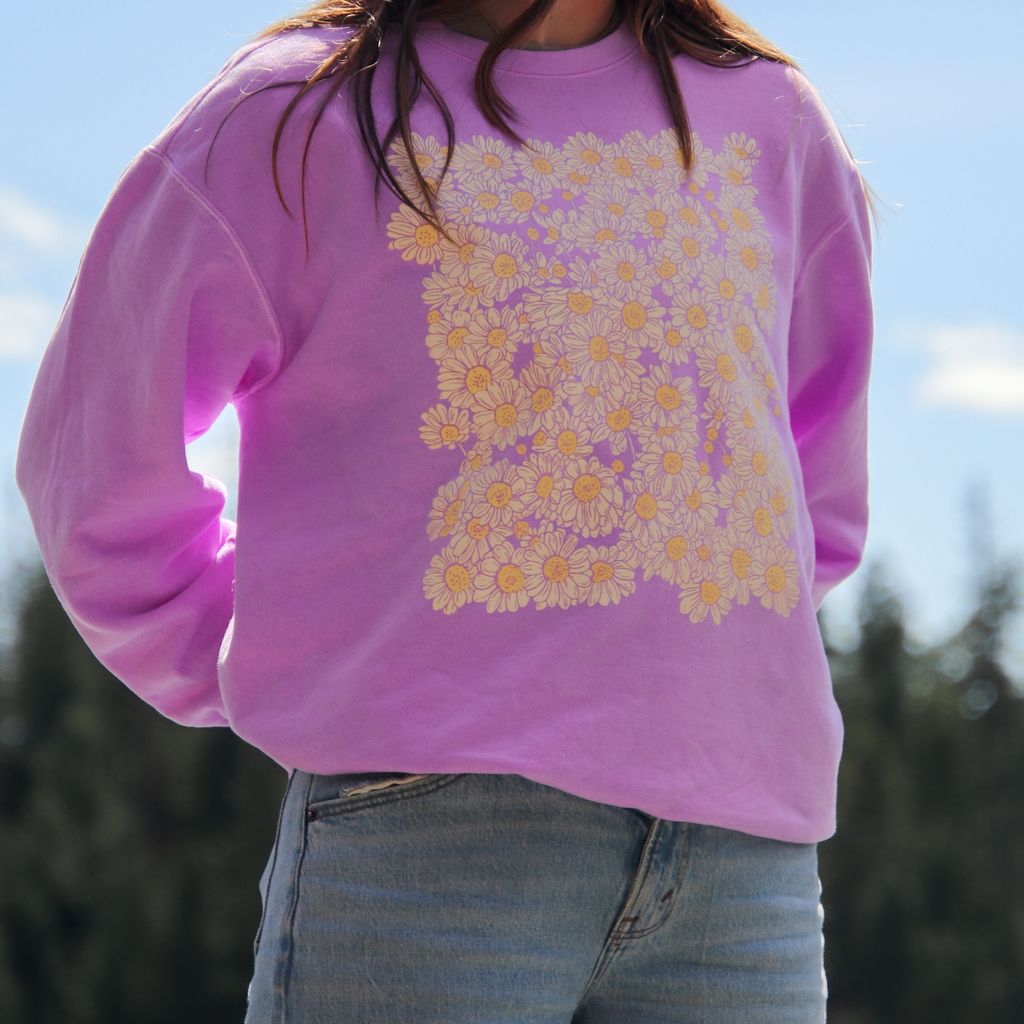 Daisy Days Unisex Pullover - Neon Violet - The Montana Scene