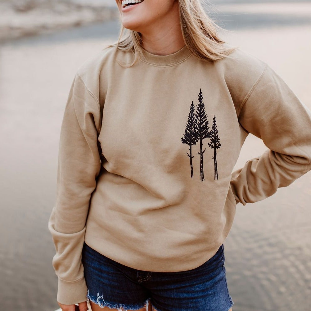 Rustic Three Tree Unisex Pullover - Sandstone - The Montana Scene