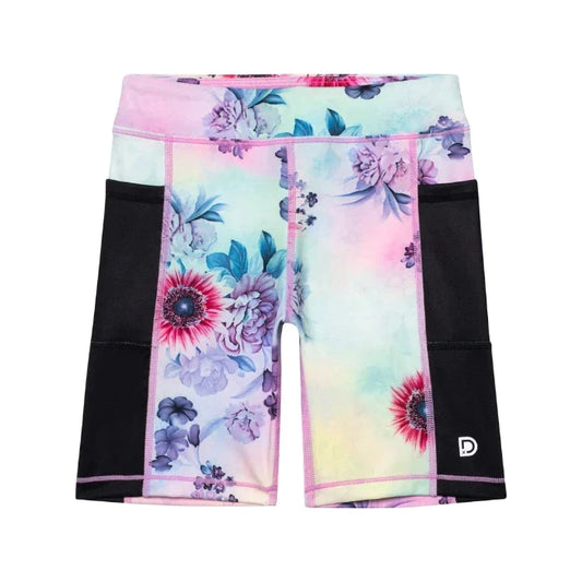 Athletic Biker Shorts - Tie Dye Flowers